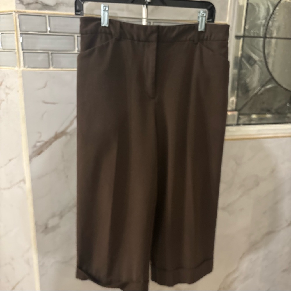Brown Cropped Cuffed Trousers Size 10 - Picture 4 of 7